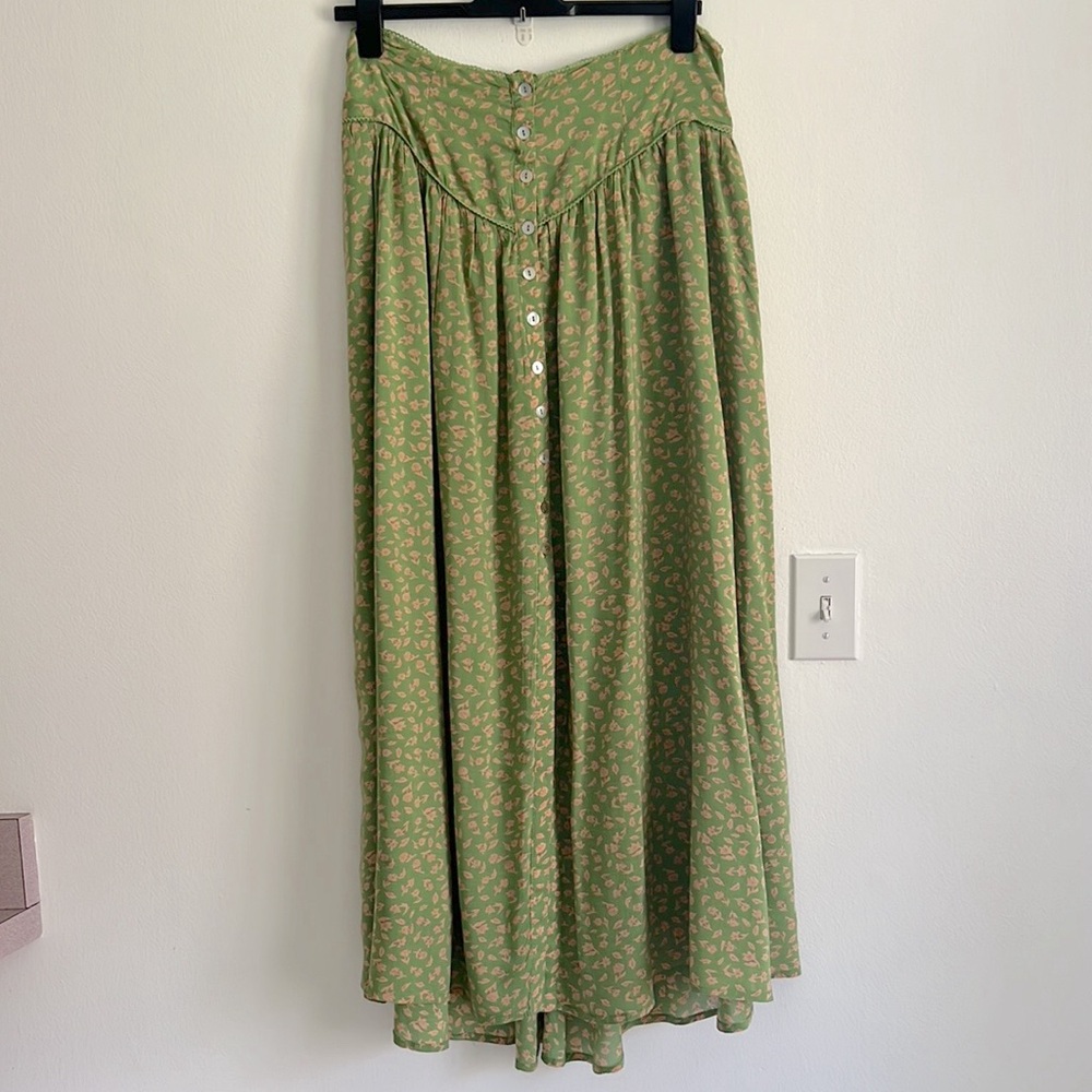 Free People Easy to Love Set Skirt Crop Top Skirt Set Green Floral NWT - Picture 8 of 17